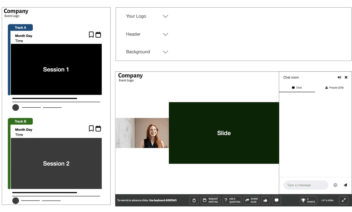 Be on-brand with logos, custom colors and backgrounds
