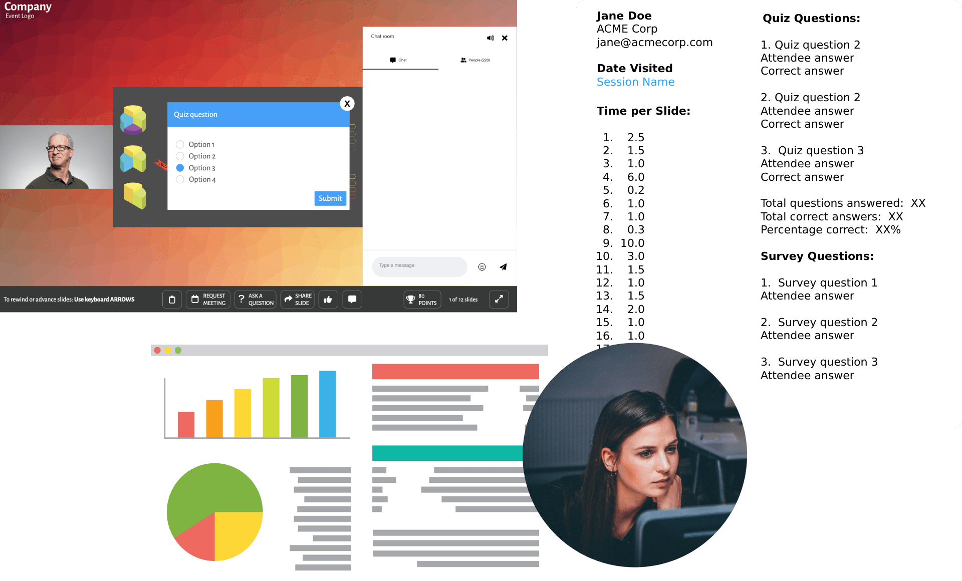 Quiz, track, and survey learners progress